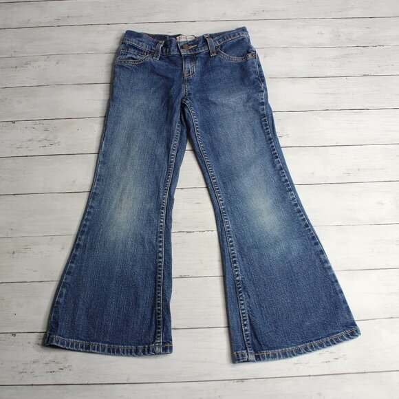 Vintage Levi Strauss Denim Blue Jeans Girl's Size 7 Low Rise Flare - Picture 1 of 9